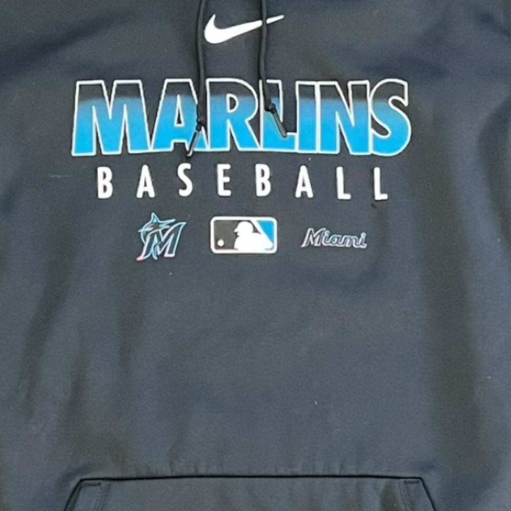 Nike Miami Marlins Hoodie Sweatshirt Thermal Fit Authentic Collection Sz Large - Picture 3 of 8